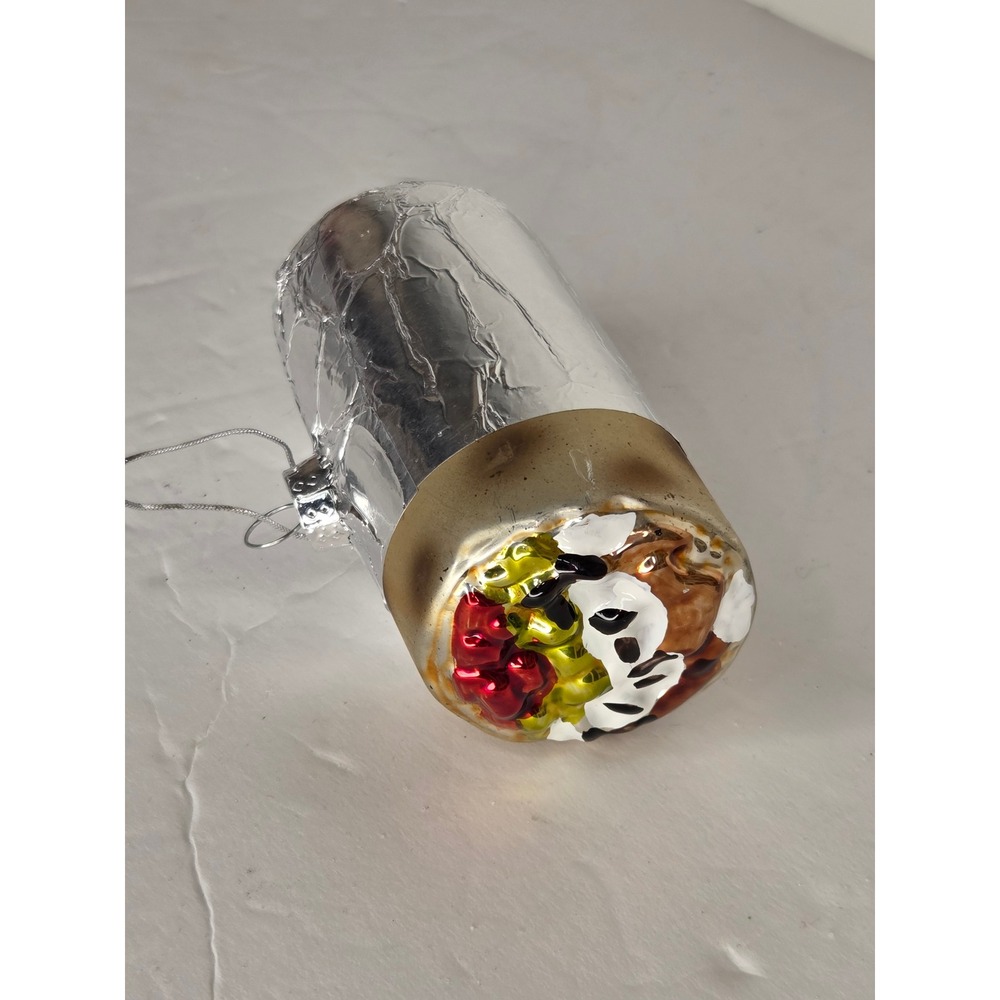 Chipotle Burrito Wrapped Stuffed Glass Christmas Ornament